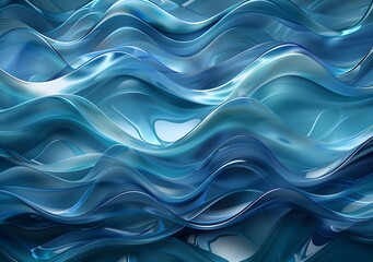 Obraz premium Blue Abstract 3D Rendering of Ocean Waves