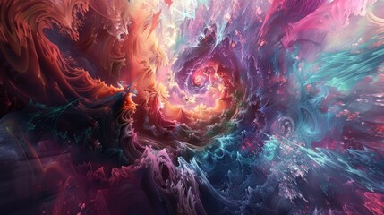Obraz premium Immersed in infinite realms vivid environmental settings unfurl in an abstract dance