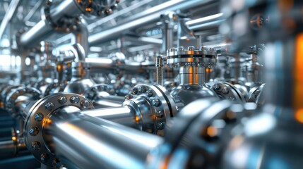 Fototapeta premium intricate metallic tundish structure amidst industrial machinery and piping 3d illustration