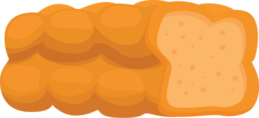 Delicious freshly baked loaf of bread showing slices inside on white background
