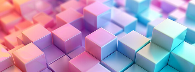 Colorful pastel background with abstract geometric cubes. Background banner for presentation, wallpaper, poster or cover design.
