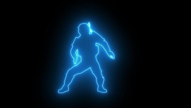 Funny Dancing Astronaut with techno sci fi background . 