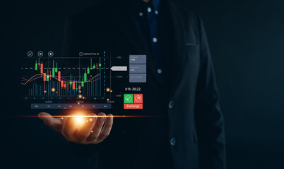 Businessman analyzing forex trading graph financial data. Business finance background.business...