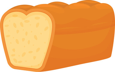 Freshly baked loaf of bread is lying on its side with a slice cut out, revealing the soft and airy interior