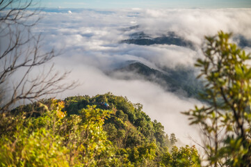 landscape with fog and clouds