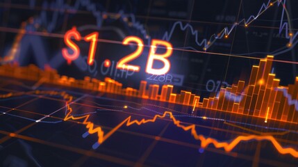 Financial Data Display with Rising Stock Market Trend