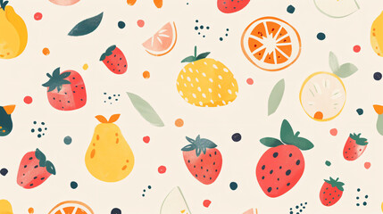 Seamless Pattern with Colorful Fruits.