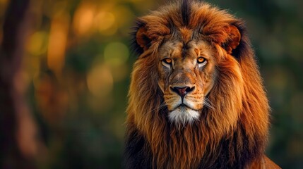 majestic african lion portrait with golden mane wildlife photography