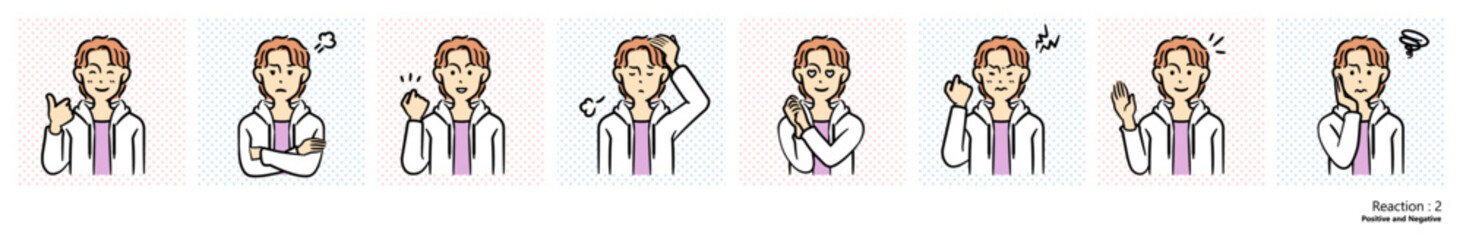 ダイバーシティのイラスト（アジア系２）｜リアクション２
