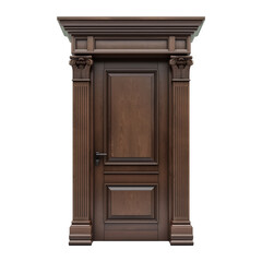 Modern wooden door on transparent background