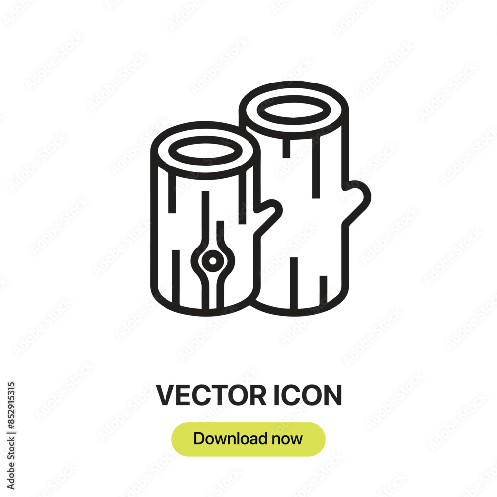 Fototapete Wood icon vector. Linear-style sign for mobile concept and web design. Wood symbol illustration. Pixel vector graphics - Vector.