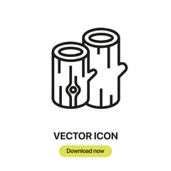 Wood icon vector. Linear-style sign for mobile concept and web design. Wood symbol illustration. Pixel vector graphics - Vector.