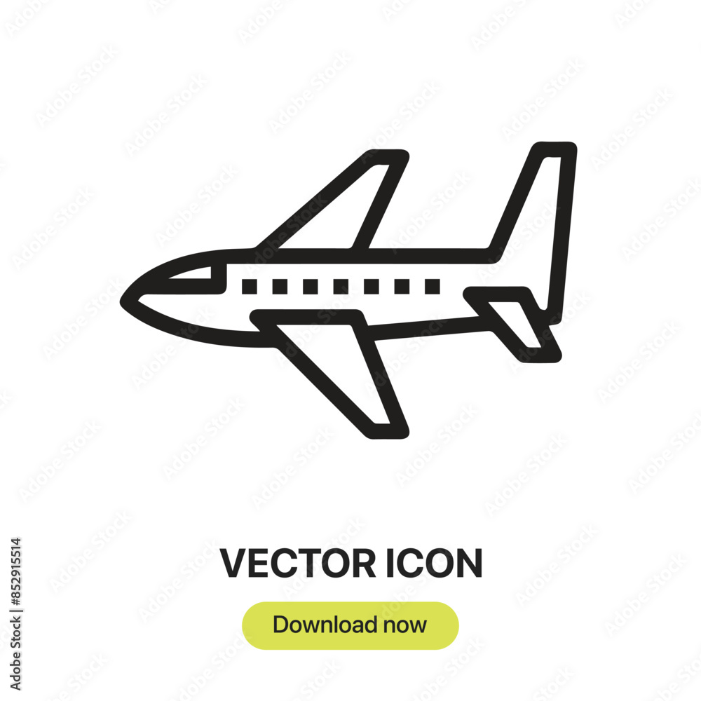 Aufkleber Airplane icon vector. Linear-style sign for mobile concept and web design. Airplane symbol illustration. Pixel vector graphics - Vector.