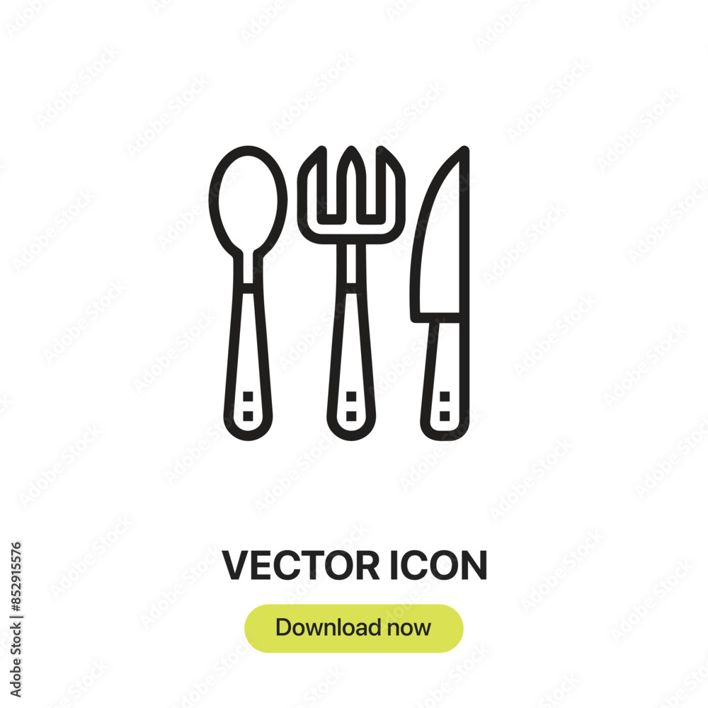 Fototapete cutlery icon vector. linear-style sign for mobile concept and web design. cutlery symbol illustratio