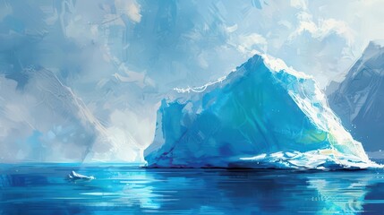 majestic iceberg floating in deep blue polar sea serene arctic landscape pristine wilderness climate change concept digital painting