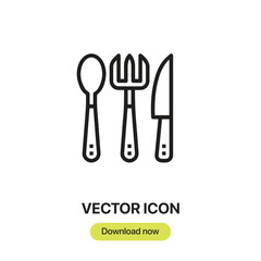 Cutlery icon vector. Linear-style sign for mobile concept and web design. Cutlery symbol illustration. Pixel vector graphics - Vector.