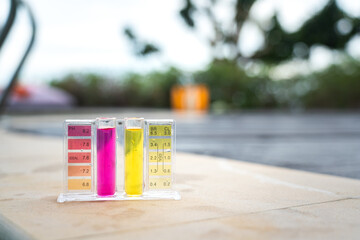 pH and chlorine level chemical droplet test kit for swimming pool service and maintenance equipment...