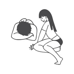 Woman looking at the sleeping man curiously doodle vector illustration. Girl looking at the sleeping person curiously vector illustration.