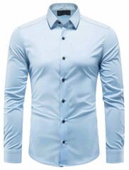Light Blue Dress Shirt on White Background. Generative ai