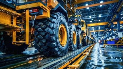 Heavy Machinery Tires in an Industrial Factory. Generative ai