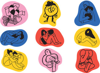 Vector doodle vivid colors drawings collection.