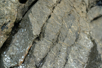 Amazing hillside cliff with compressed layer rock structure or call Pancake rock in the nature geological. 