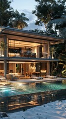 Sleek beach villa with advanced technology.