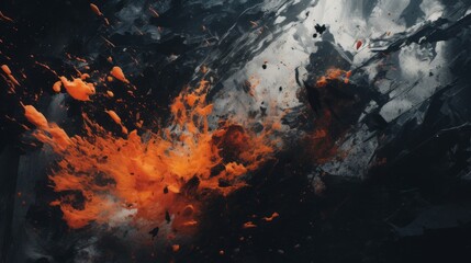 an image of a black and orange explosion on a dark background