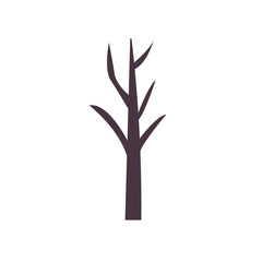 Dead withered tree vector image, leafless tree silhouette vector illustration