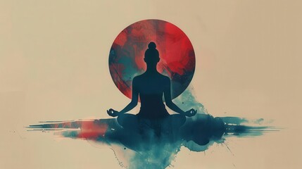 mindful meditation concept abstract circle with serene seated figure