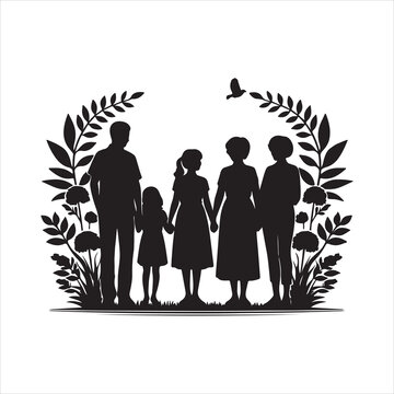 recommend clip art: family reunions Silhouettes of people dancing on a summer background