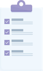 Clipboard with checklist showing completed tasks icon, flat style