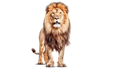 Obraz premium A lion stands in front of a white background.