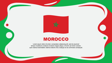Morocco Flag Abstract Background Flat Design Template. Morocco Independence Day Banner Wallpaper Vector Illustration. Morocco Flag