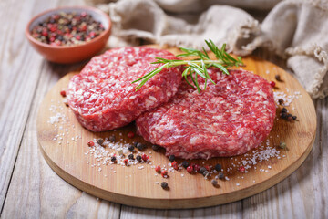 fresh beef burger with rosemary and spices