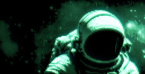 4K Beautiful background with Retro CCTV or VHS pixelate noise effect. Abstract blurred grainy gradient banner background texture. Digital monitor grain soft noise effect Nostalgia astronaut