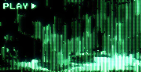 4K Beautiful background with Retro CCTV or VHS pixelate noise effect. Abstract blurred grainy gradient banner background texture. Digital monitor grain soft noise effect Nostalgia, vintage, retro