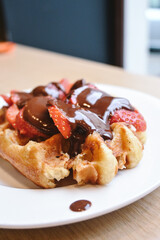 Gaufres - Belgian Waffles with Chocolate and Strawberry
