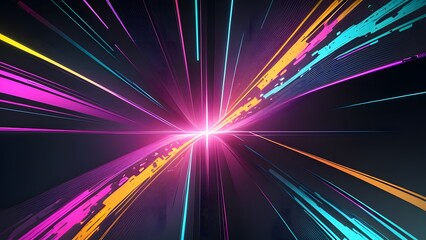 ピンクのひかりとカラフルなエフェクトが集まる抽象的な背景イラスト