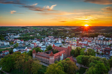Beautiful Teutonic Castle in Bytow at sunset, Poland