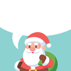  Merry Christmas cute cartoon Santa Claus with empty copy space greeting card illustration