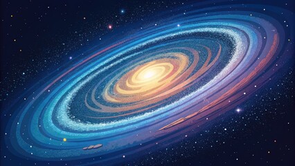 A spiral galaxy with bright stars and colorful gases.