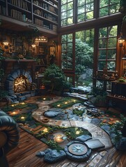 Enchanted Living Room Transforms into Mystical Board Game Landscape