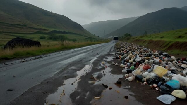The streets are very dirty because of the garbage that has not been cleaned up.
