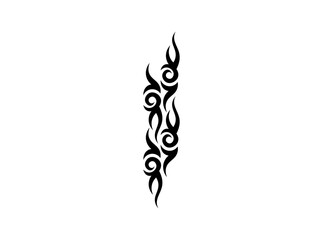 Vector illustration of a black pattern for a tattoo in the form of foliage growing from bottom to top