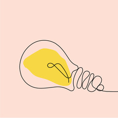 hand drawn continuous bulb line art