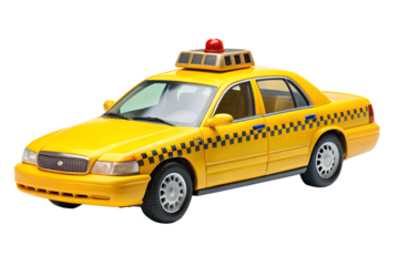 Yellow taxi cab isolated on transparent background