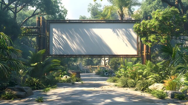 Minimalist 3D Rendered Zoo Entrance Billboard With Clean White Design