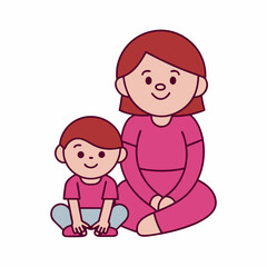 Heartwarming Mother and baby Silhouette Color Flat Vector Illustration for Mother's Day concept design.
