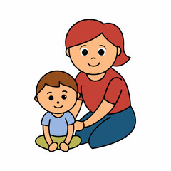 Heartwarming Mother and baby Silhouette Color Flat Vector Illustration for Mother's Day concept design.